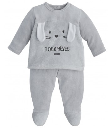 GREY 2-PIECES BABY SLEEPSUIT Sucre Orge