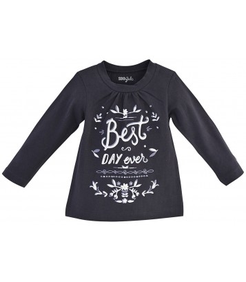 "BEST DAY" DARK GREY GIRL T-SHIRT Sucre Orge