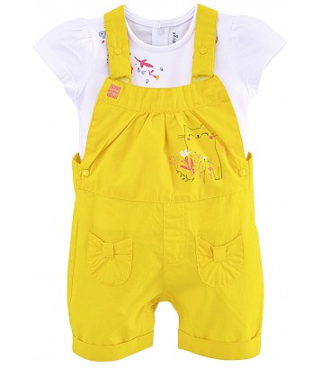 BABY SHORT DUNGAREES + T-SHIRT "FLEURS SAUVAGES" Sucre Orge