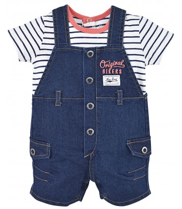 BABY DENIM DUNGAREES + STRIPED T-SHIRT Sucre Orge