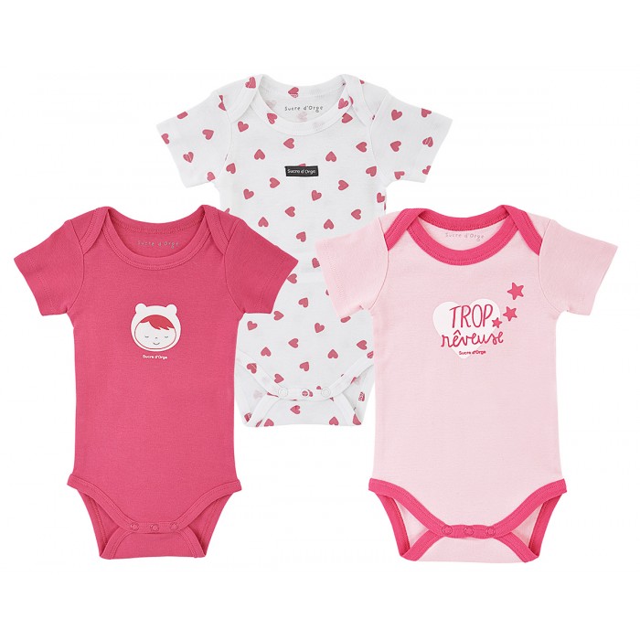 Pink 3 Short Sleeves Bodies Set The Pinks Baby Clothing Pink 3 Short Sleeves Bodies Set The Pinks Baby Clothing