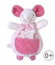 CAJOU®, DOUDOU MOUCHOIR SOURIS ROSE Sucre Orge