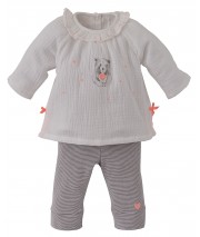 ECRU/BROWN BABY GIRL TROUSERS SET Sucre Orge
