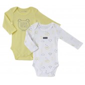 YELLOW/PRINTED BABY 2 BODIES SET