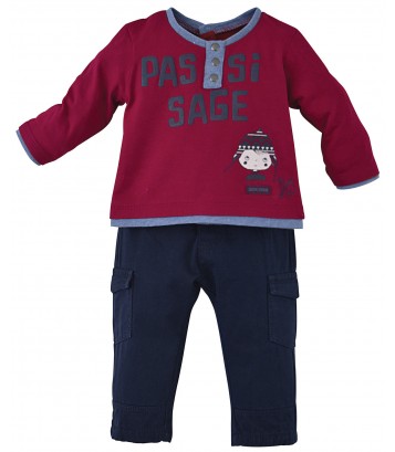NAVY BLUE/RED BABY TROUSERS + T-SHIRT Sucre Orge