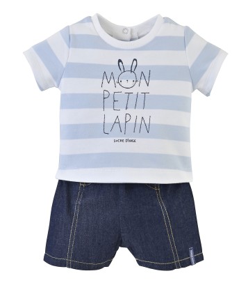 STRIPED BLUE SHORTS + T-SHIRT SET Sucre Orge