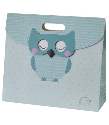 SAC CADEAU A RABAT "HIBOU" TURQUOISE Sucre d'Orge
