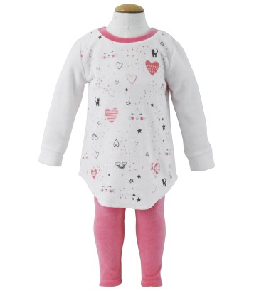PPYJAMA 2 PIECES ROSE/ECRU 2/8 ANS Sucre Orge