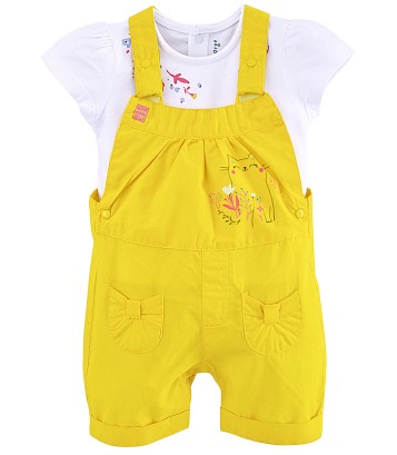 BABY SHORT DUNGAREES + T-SHIRT "FLEURS SAUVAGES" Sucre Orge