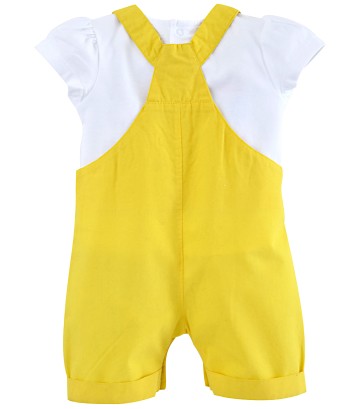 BABY SHORT DUNGAREES + T-SHIRT "FLEURS SAUVAGES" Sucre Orge