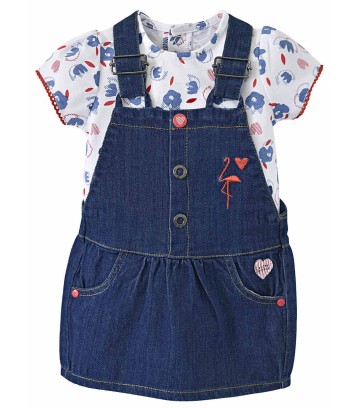 T-SHIRT + DENIM DRESS "FLAMINGO" Sucre Orge