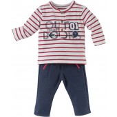 BOY NAVY BLUE/STRIPED RED TROUSERS SET
