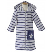 NAVY/GREY STRIPED DRESSING GOWN